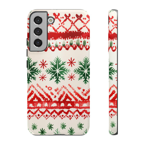 Watercolor Study of Christmas Patterns - Impact Resistant Phone Case Samsung Galaxy S22 Plus Glossy